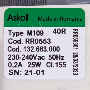 Помпа (насос) для пральної машини AEG 8581326630002 RR0553 Askoll 25 Вт M109 (контакти роздільні ззаду, на 3 засувки)